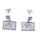 Boucles d'oreille acier - nacre - email