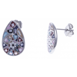 Boucles d'oreille acier - nacre - email