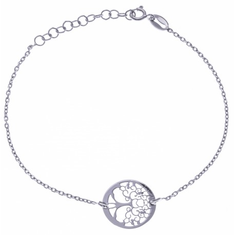 Bracelet en argent rhodié 1,8g "arbre de vie" - 17+3 cm