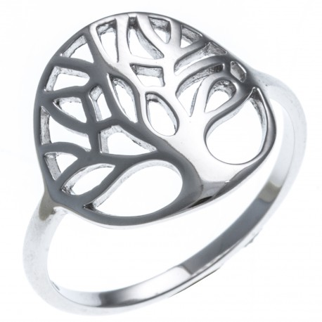 Bague argent rhodié 1,7g "arbre de vie" - T 50 à 60