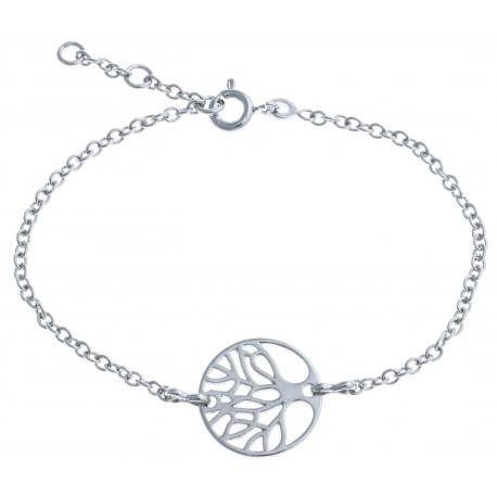 Bracelet argent rhodié 3g "arbre de vie" - 17+1+1cm