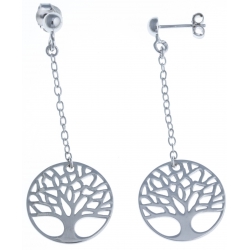 Boucles d'oreille argent rhodié 4,2g "arbre de vie" - chaine 2,5cm