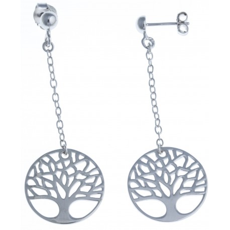 Boucles d'oreille argent rhodié 4,2g "arbre de vie" - chaine 2,5cm