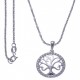 Collier argent rhodié 3,5g - "arbre de vie" - zircons - 40cm