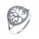 Bague argent rhodié 3,2g - "arbre de vie" - zircons - T 50 à 60