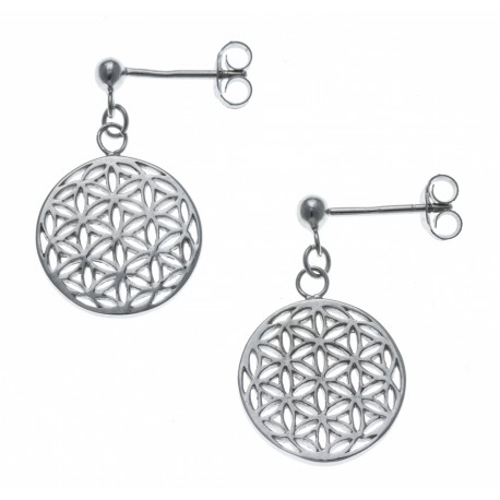 Boucles d'oreille argent rhodié 3,6g - "fleur de vie"