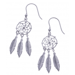 Boucles d'oreille argent rhodié 3,8g - "attrape rêves"