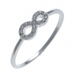 Bague argent rhodié 1g - infini - zircons - T50 à 60