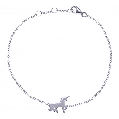 Bracelet argent rhodié 1,1g - licorne - zircons - 17+1+1+cm