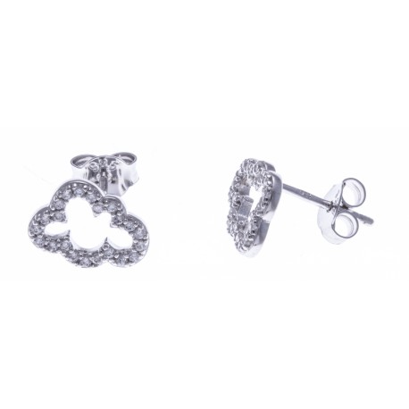 Boucles d'oreille argent rhodié 1,1g - nuage - zircons