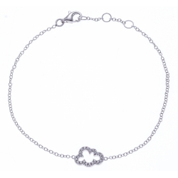 Bracelet argent rhodié 1,2g - nuage - zircons - 17+1+1+cm