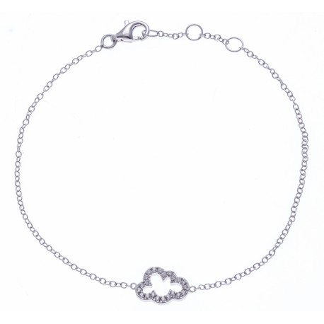 Bracelet argent rhodié 1,2g - nuage - zircons - 17+1+1+cm