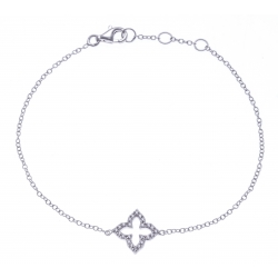 Bracelet argent rhodié 1,2g - fleur marocaine - zircons - 17+1+1+cm