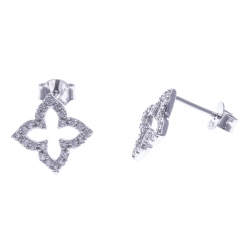 Boucles d'oreille argent rhodié 1,2g - fleur marocaine - zircons