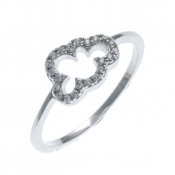 Bague argent rhodié 1,3g - nuage - zircons - T50 à 60