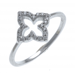 Bague argent rhodié 1,3g - fleur marocaine - zircons - T50 à 60