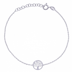 Bracelet argent rhodié 1,3g - arbre de vie - 17+3cm