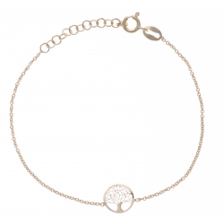 Bracelet argent rhodié 1,3g - arbre de vie - doré - 17+3cm