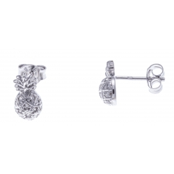 Boucles d'oreilles argent rhodié 1,3g - ananas - zircons