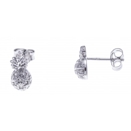 Boucles d'oreilles argent rhodié 1,3g - ananas - zircons