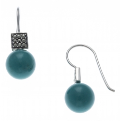 Boucles d'oreille argent rhodié 1,5g - marcassites - howlite