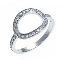 Bague argent rhodié 1,6g - rond - zircons - T50 à 60