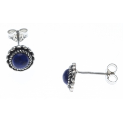 Boucles d'oreille argent rhodié 1,6g - lapis lazuli