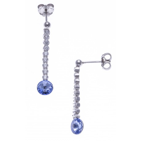 Boucles d'oreille argent rhodié 1,7g - cristal de Swarovski - strass - 3cm