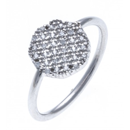 Bague argent rhodié 1,8g - zircons - T50 à 60