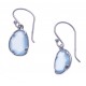 Boucles d'oreille argent rhodié 1,8g - calcedoine bleue