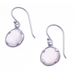 Boucles d'oreille argent rhodié 1,8g - calcedoine teintée rose