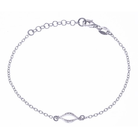 Bracelet argent rhodié 1,9g - ovale - zircons - 17+3cm