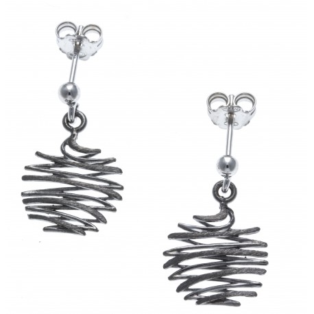 Boucles d'oreille argent rhodié 2g - noir - satiné