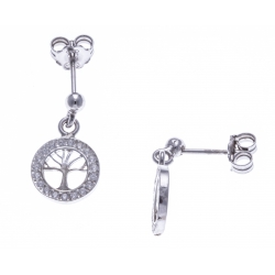 Boucles d'oreille argent rhodié 2g - arbre de vie - zircons