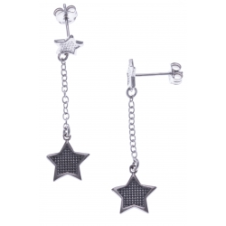 Boucles d'oreille argent rhodié 2,1g - 2 tons - noir et rhodié - étoile
