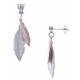 Boucles d'oreille argent rhodié 2,2g - 2 tons - plumes rhodiée et rosé - 3cm