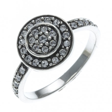 Bague argent rhodié 2,4g - zircons - T50 à 60