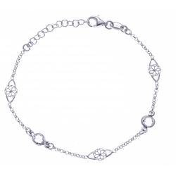Bracelet argent rhodié 2,4g - cristaux et filigranes - 17+3cm