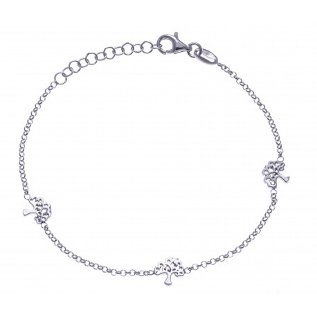 Bracelet argent rhodié 2,4g - 3 arbres - 17+3cm