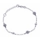 Bracelet argent rhodié 3g - boules diamantées et perles synthétiques - 17+3cm