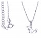 Collier argent rhodié  2,9g - chien - zircon - 38+5cm