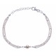 Bracelet argent rodié 3g - 2 tons rosé et rhodié - 3 fils + boule - 17+3cm