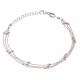 Bracelet argent rhodié 3g - 3 tons rosé, doré et rhodié - 3 fils - 17+3cm