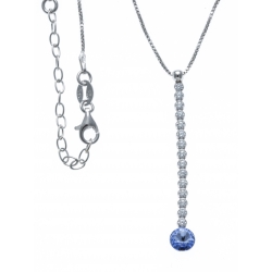 Collier argent rhodié 3g - cristal de Swarovski - strass - fil 4cm -  40+5cm