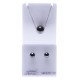 Set argent rhodié 3g collier 40+5cm - boucles d'oreille hématite