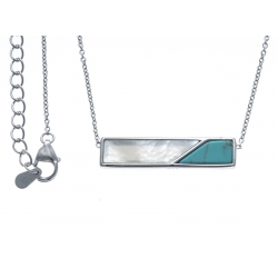 Collier argent rhodié 3,2g - nacre blanche - howlite  - 40+5cm