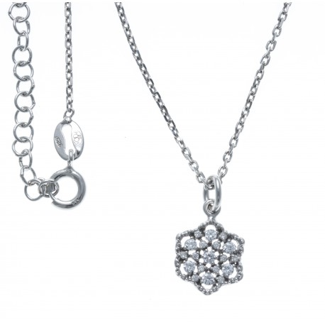 Collier argent rhodié 3,2g - zircons - 38+5cm