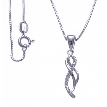 Collier argent rhodié 3,3g - zircons - 40cm