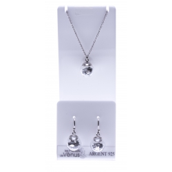 Set argent rhodié 3,4g collier 40+5cm - boucles d'oreille assorties - floating charms argentés