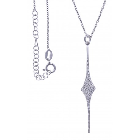 Collier argent rhodié 3,6g - zircons - hauteur 5cm - 38+5cm